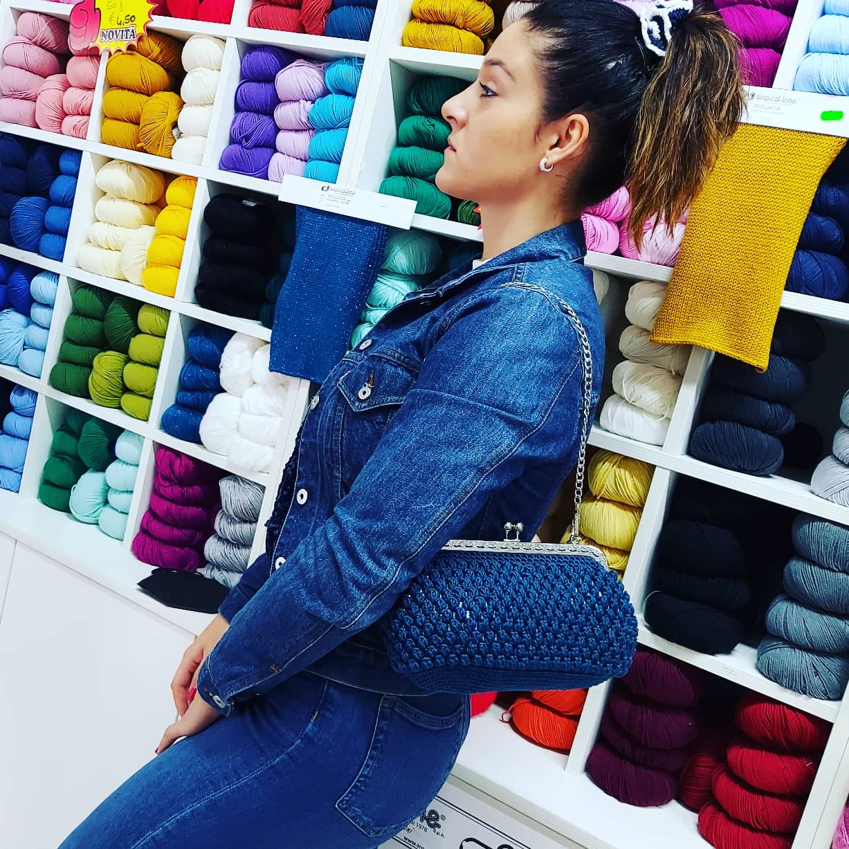 POCHETTE CROCHET PETROLIO