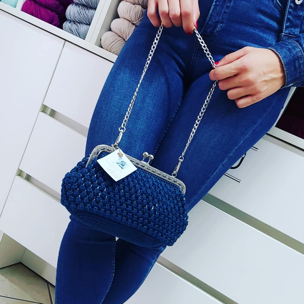 POCHETTE CROCHET PETROLIO