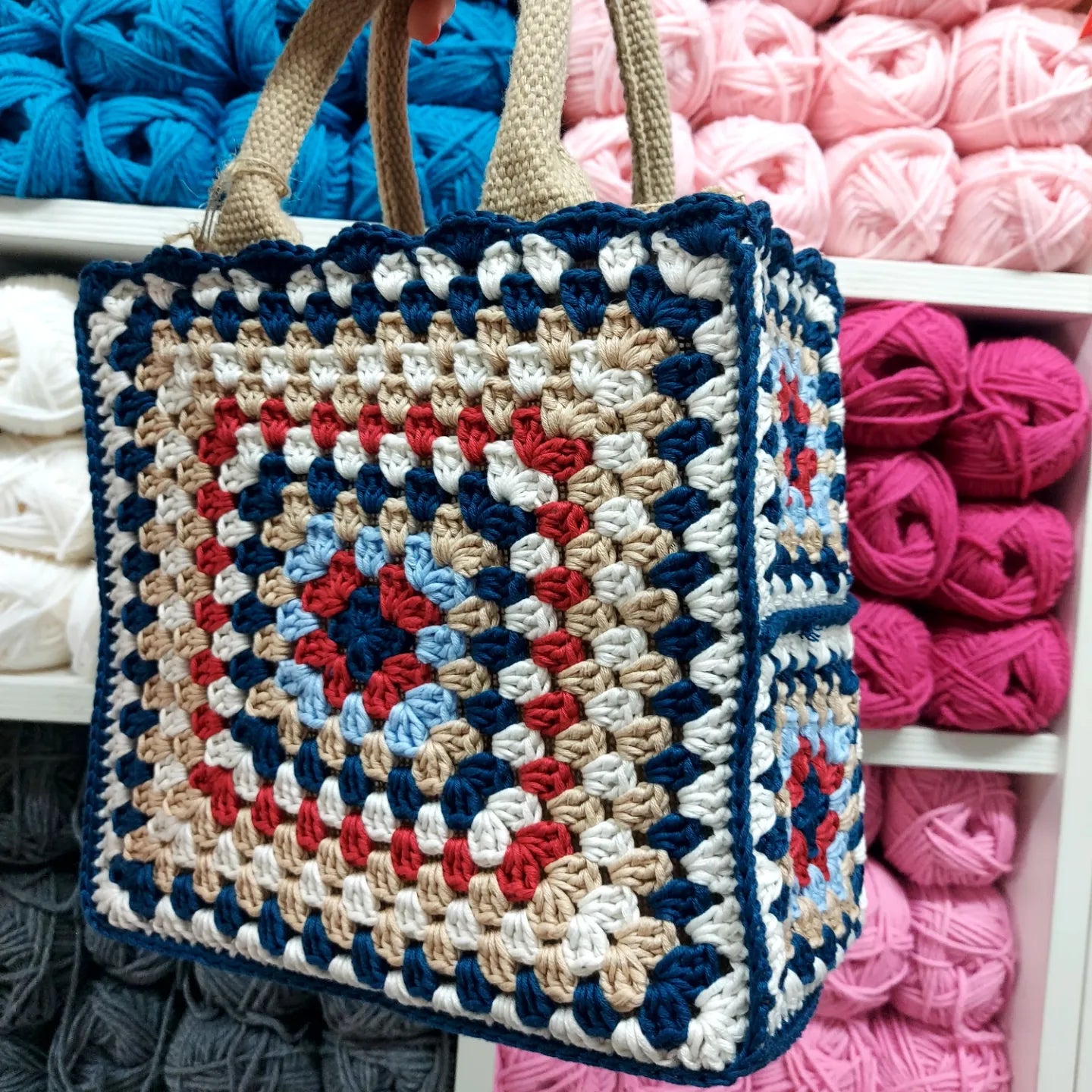 Bag Crochet Granny Petrolio