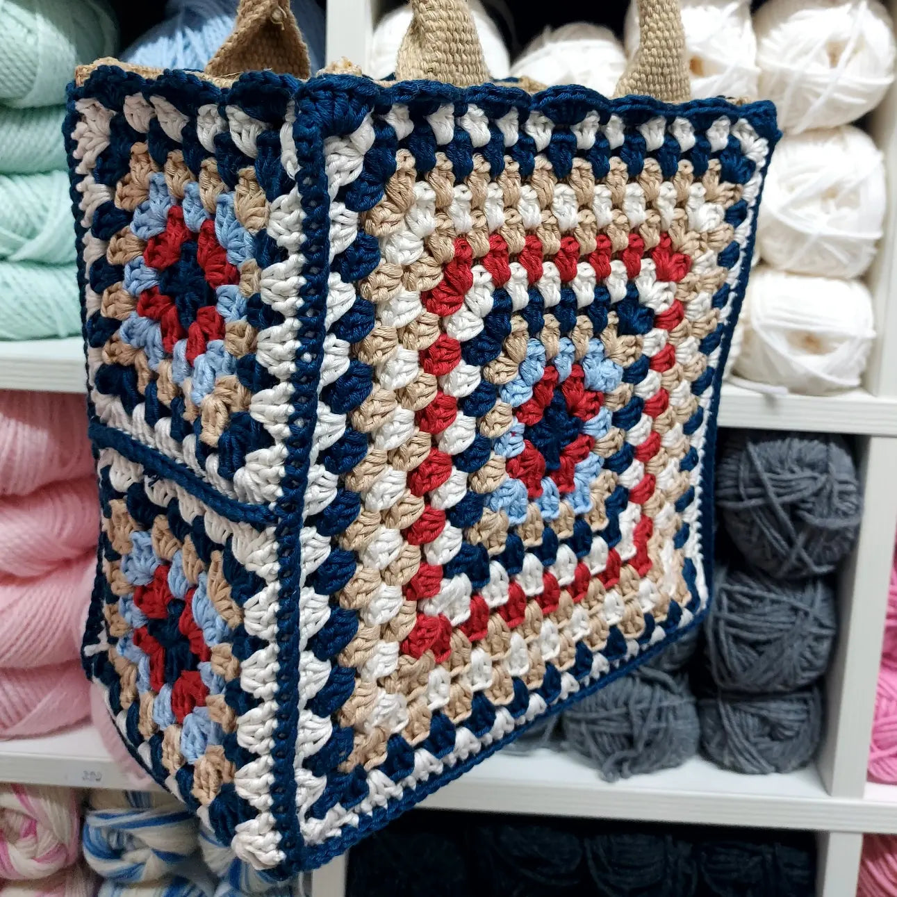 Bag Crochet Granny Petrolio