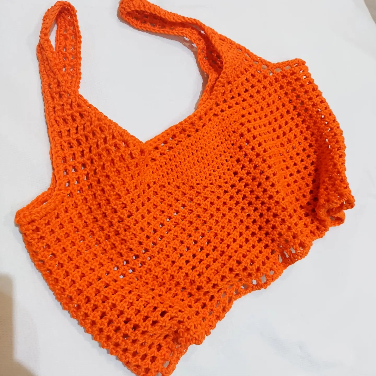 TOP IN CROCHET CON LOGO IN COTONE