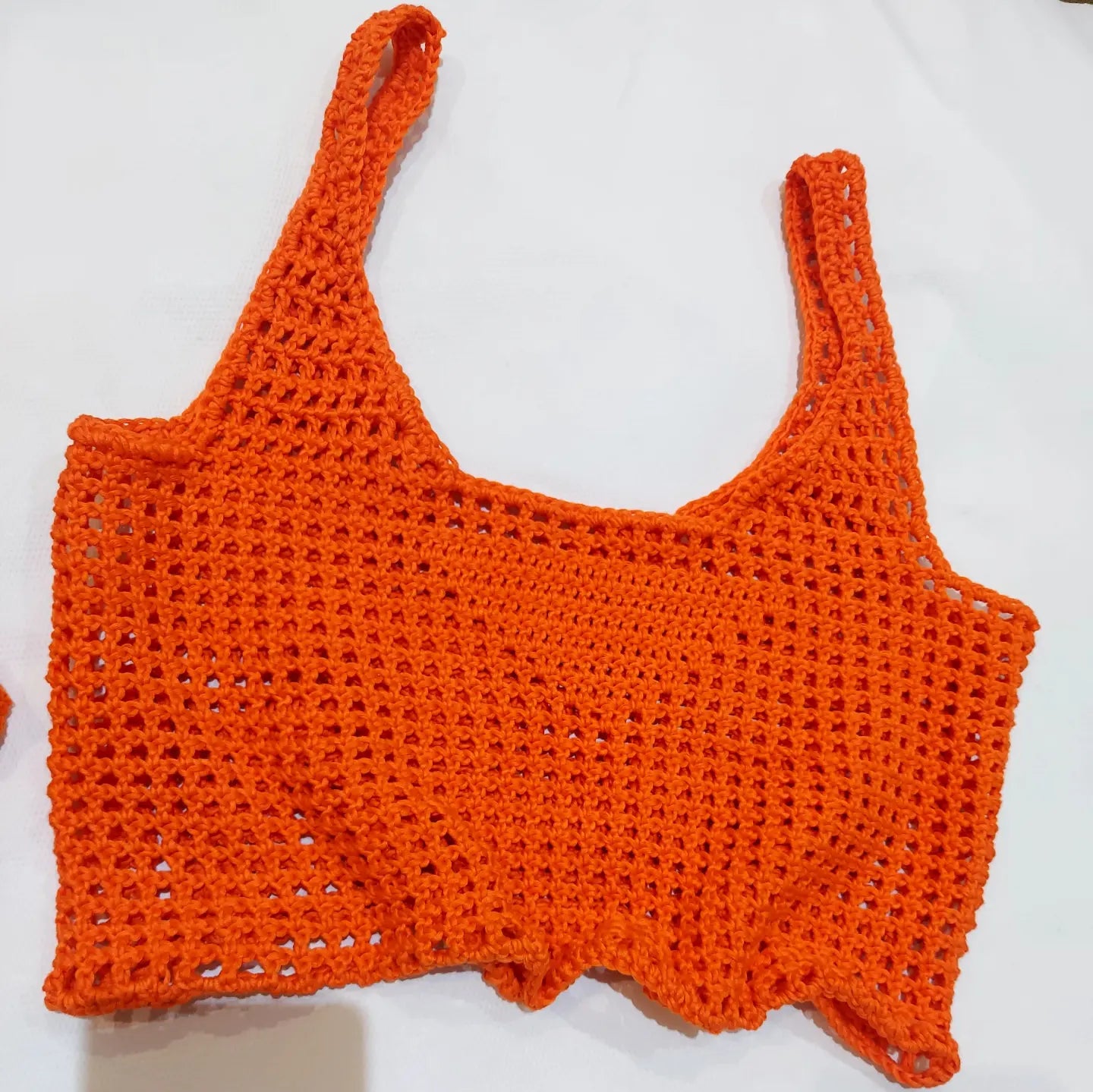 TOP IN CROCHET CON LOGO IN COTONE