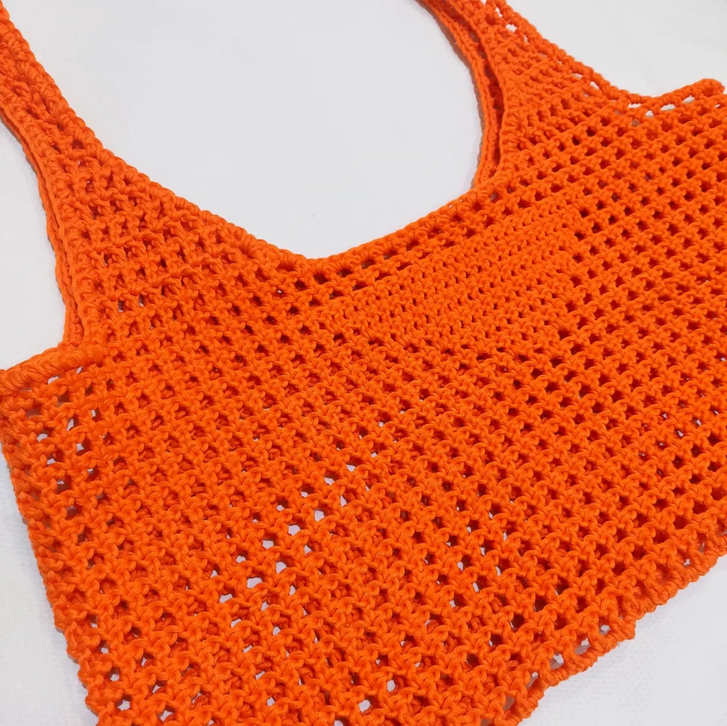 TOP IN CROCHET CON LOGO IN COTONE