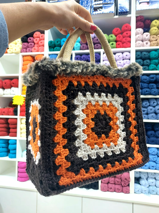 Bag Crochet Granny Con Pelliccia