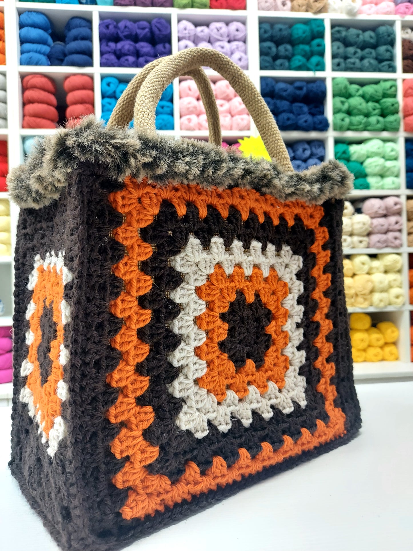 Bag Crochet Granny Con Pelliccia