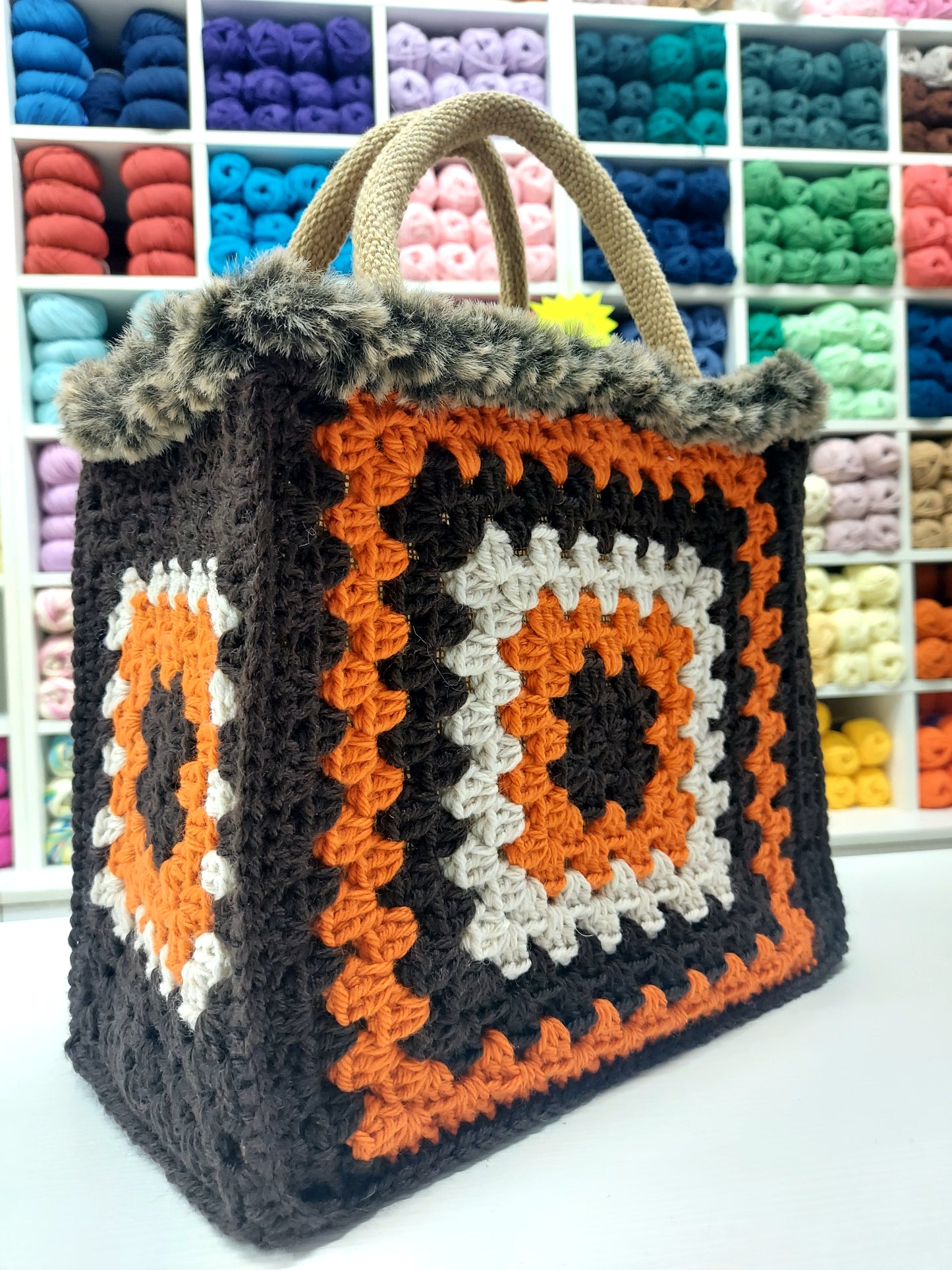 Bag Crochet Granny Con Pelliccia