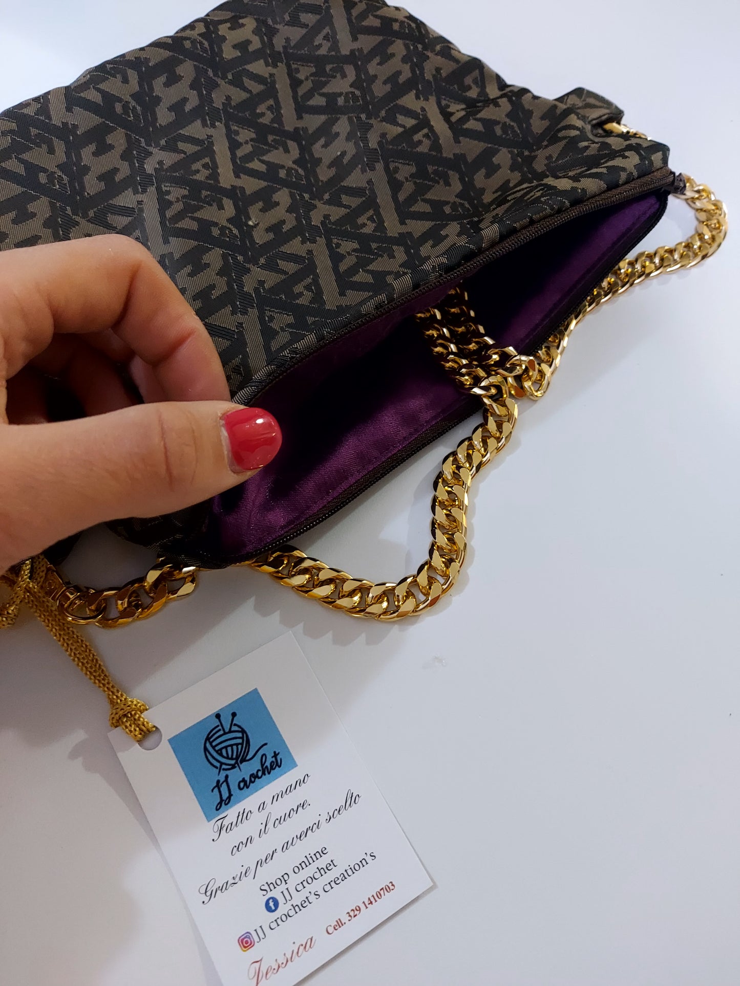 BUSTINA POCHETTE IN TESSUTO MARRONE