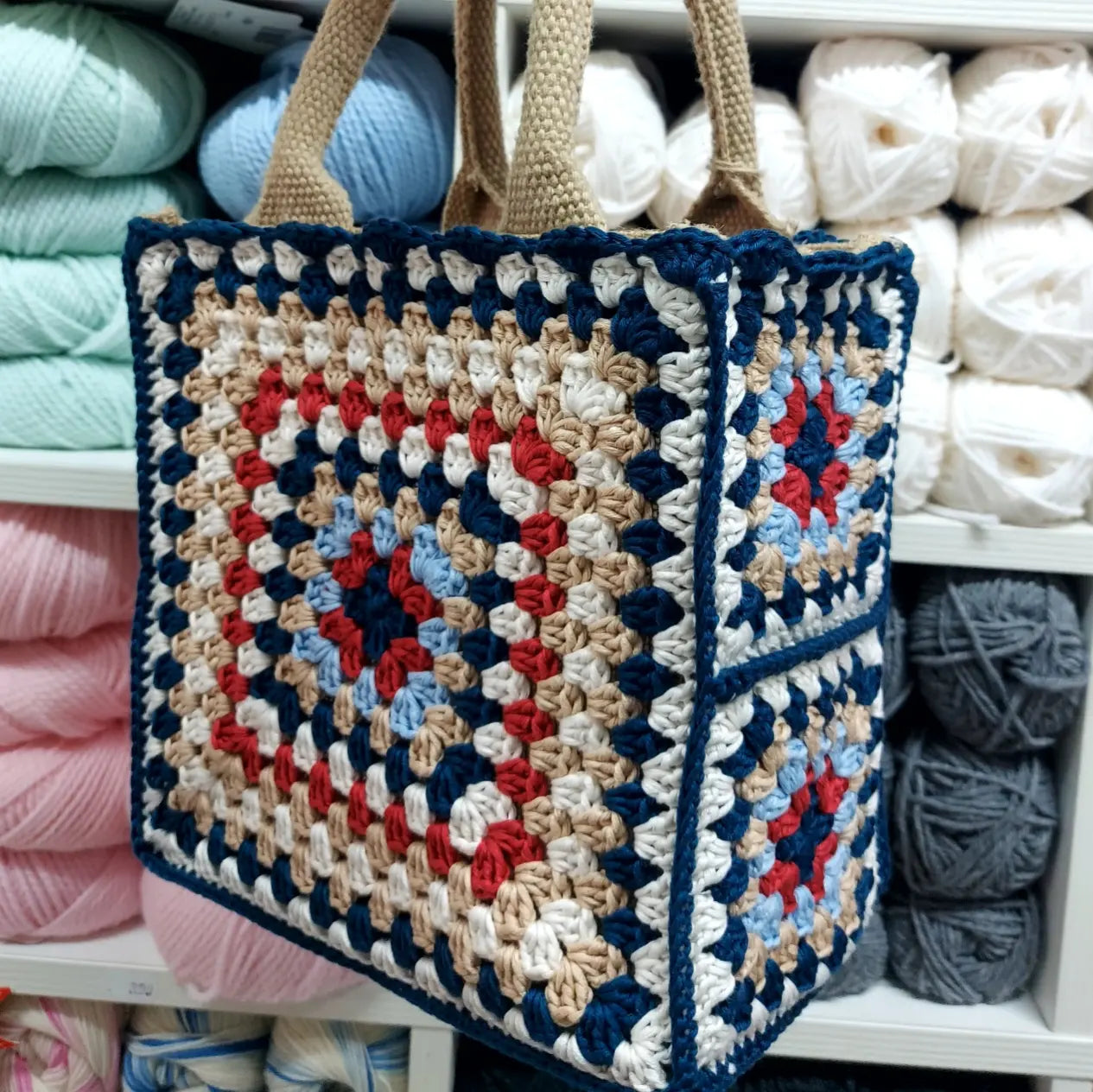 Bag Crochet Granny Petrolio